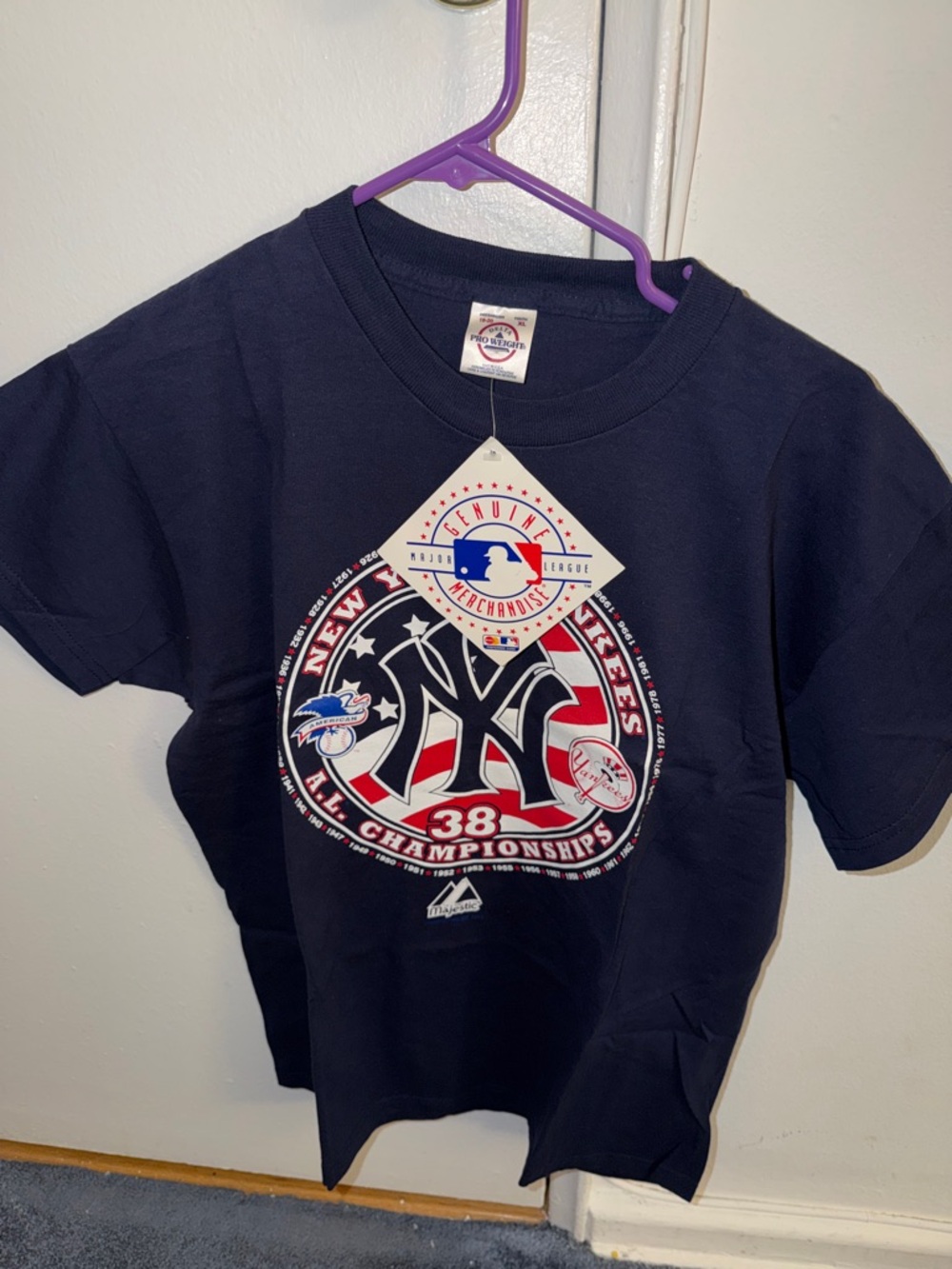 Majestic Navy New York Yankees 38 Championships Kids Tee